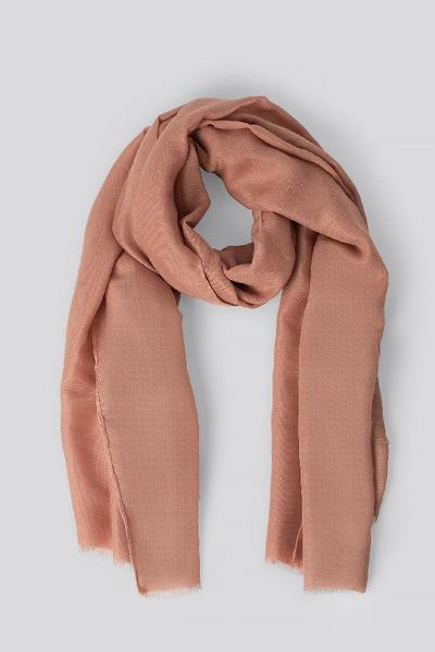 Shop Na-kd Raw Edge Woven Scarf - Pink In Peachy Beige