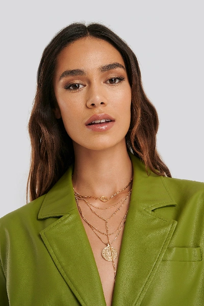 Shop Na-kd Layered Coin Drop Chain Necklace - Gold