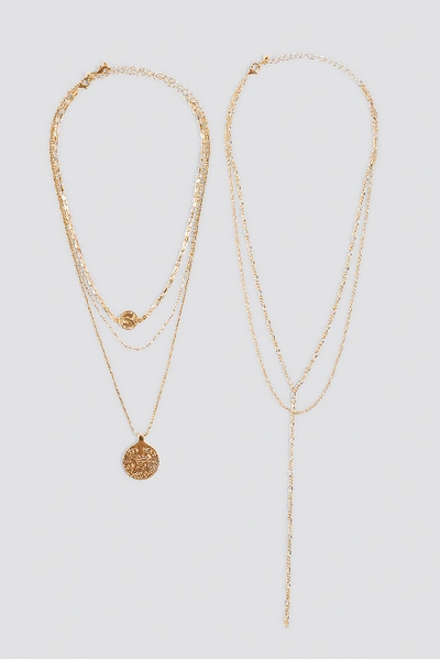 Shop Na-kd Layered Coin Drop Chain Necklace - Gold