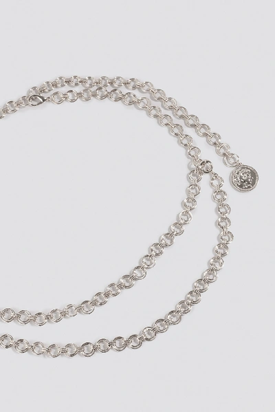 Shop Na-kd Round Coin Pendant Chain Belt Silver