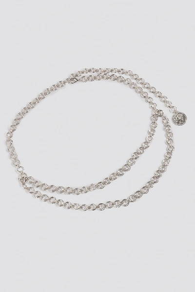 Shop Na-kd Round Coin Pendant Chain Belt Silver