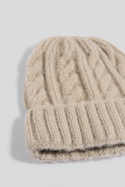 Shop Na-kd Cableknit Chunky Beanie - Beige