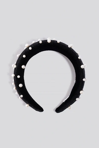 Shop Na-kd Pearl Velvet Hairband - Black