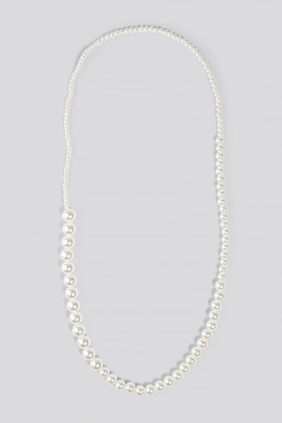 Shop Na-kd Uneven Long Pearl Necklace White