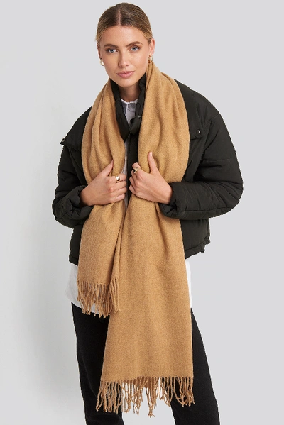 Shop Na-kd Light Wool Blend Scarf - Beige In Tan