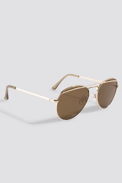 Shop Na-kd Rounded Top Bar Sunglasses - Brown,gold
