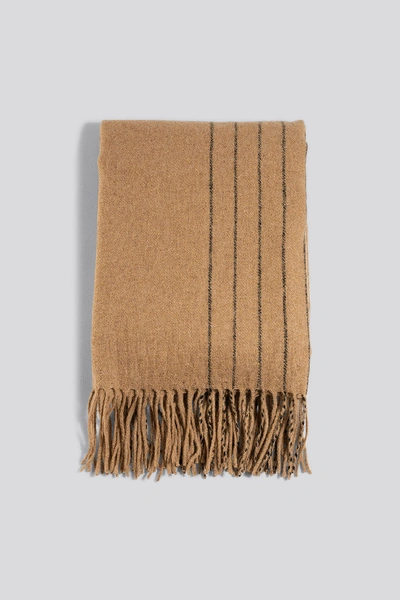 Shop Na-kd Half Striped Soft Scarf - Beige