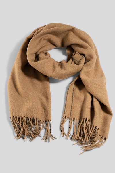 Shop Na-kd Half Striped Soft Scarf - Beige