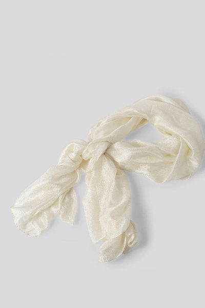 Shop Na-kd Shiny Woven Scarf - White In Cream