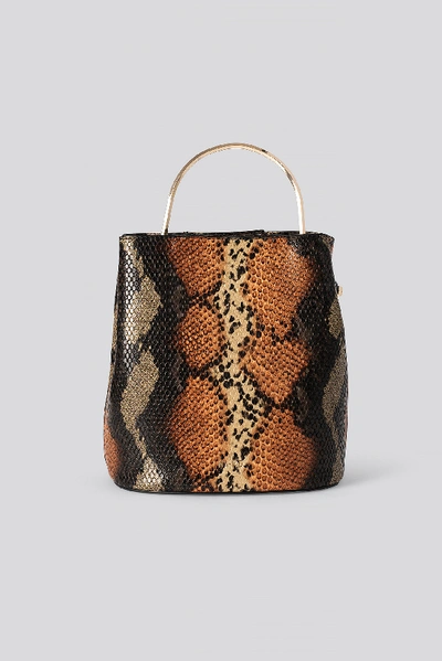 Shop Na-kd Metal Handle Bucket Bag - Multicolor In Snake