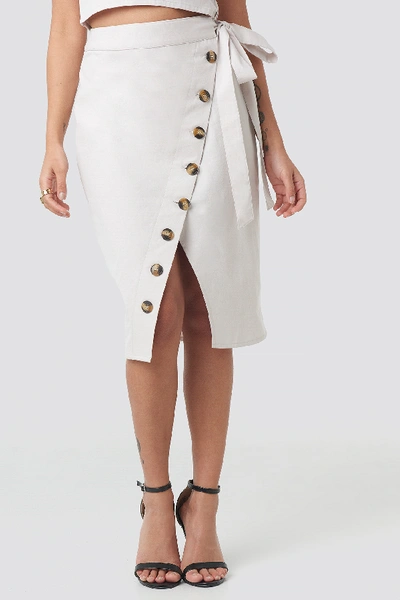 Shop Afj X Na-kd Belted Button Up Skirt - Beige