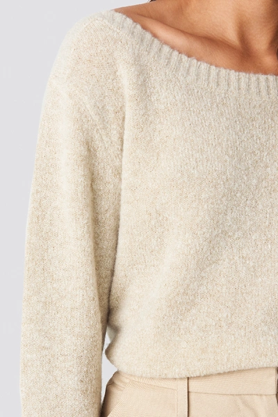 Shop Tina Maria X Na-kd Boat Neck Knitted Sweater Beige