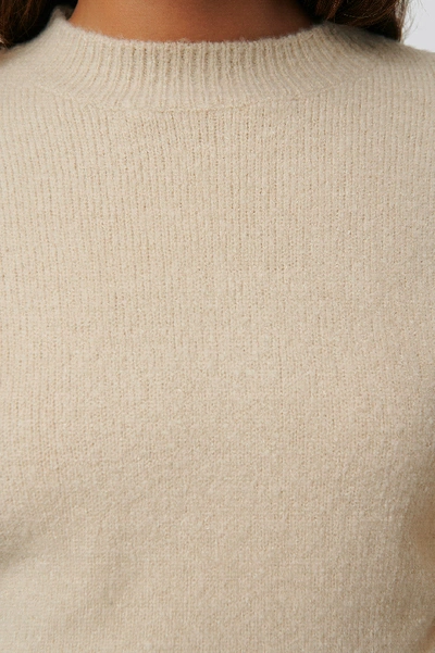 Shop Anika Teller X Na-kd Sleeve Detail Roundneck Knit - Beige In White