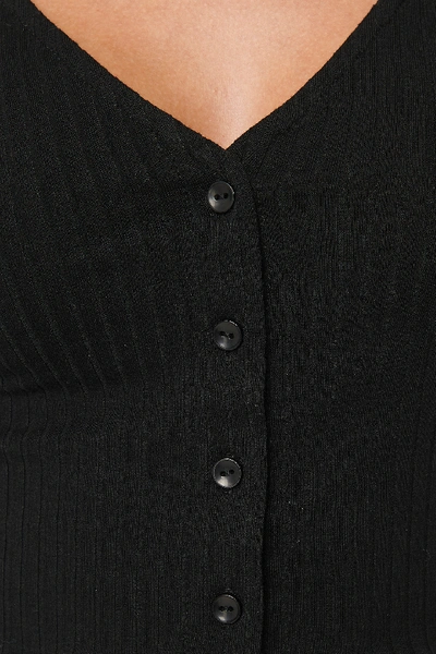 Shop Ivana Santacruz X Na-kd Button Detail Cropped Rib Top - Black