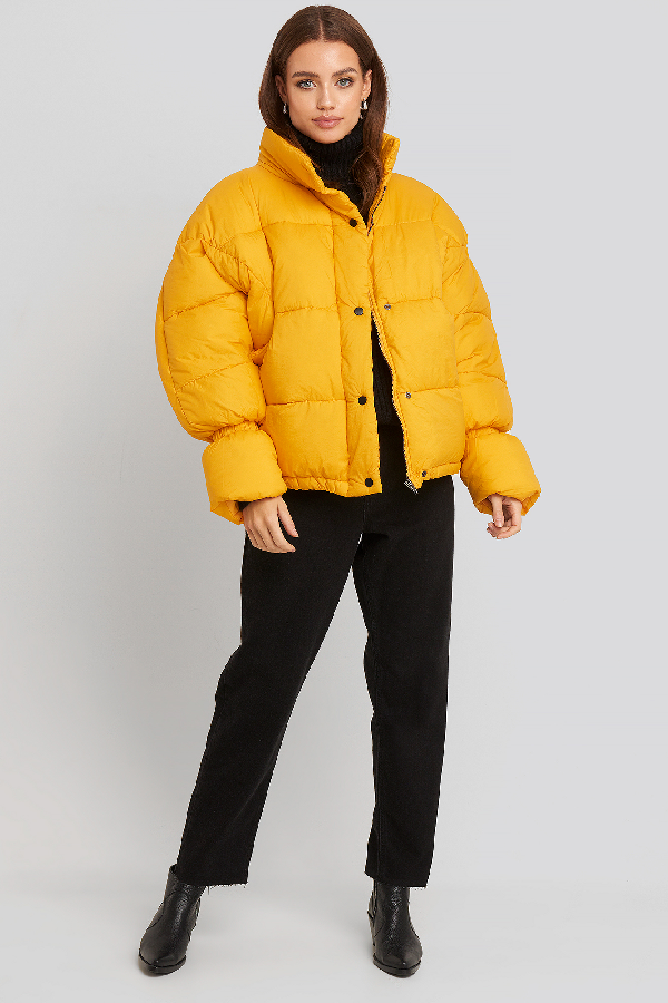 Na-kd Elastic Detail Puffer Jacket Yellow | ModeSens