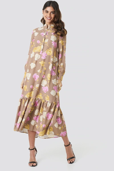 Shop Na-kd Printed Maxi Dress - Multicolor In Pastel Rose Brown