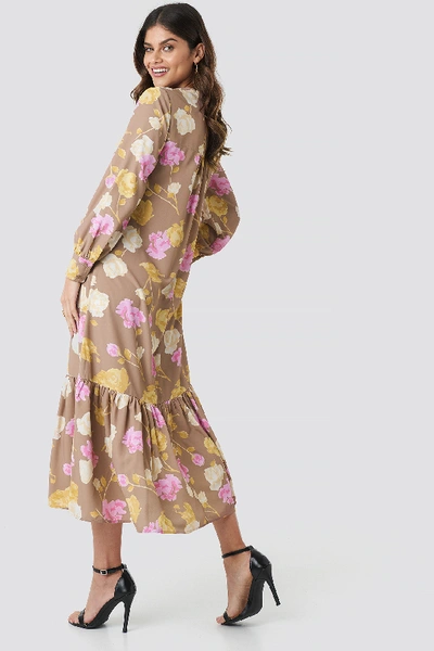 Shop Na-kd Printed Maxi Dress - Multicolor In Pastel Rose Brown