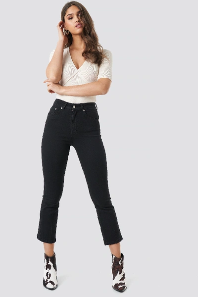 Shop Na-kd Mid Rise Cropped Flared Jeans - Black