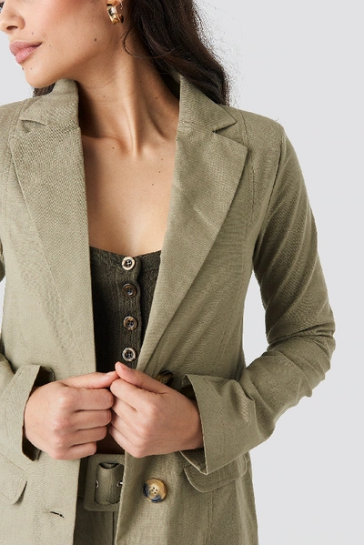 Shop Trendyol Yol Pocket Detailed Jacket - Green In Khaki