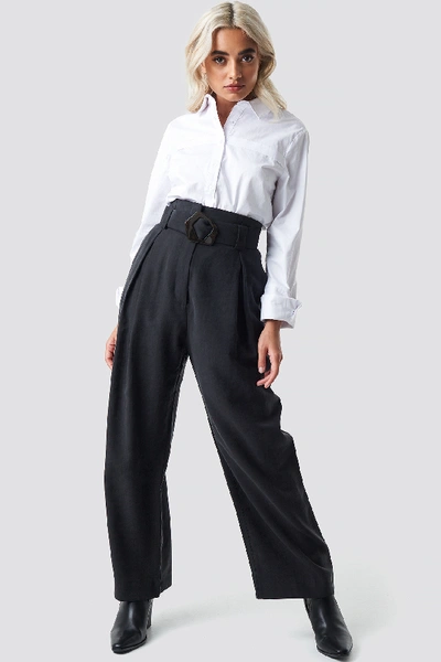 Shop Mango Bag Trousers - Black