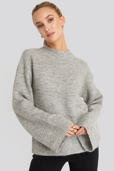 Shop Na-kd Wool Blend Wide Sleeve Sweater - Grey In Light Grey
