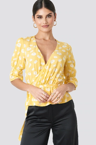 Shop Milena Karl X Na-kd Puff Arm Shirt - Yellow