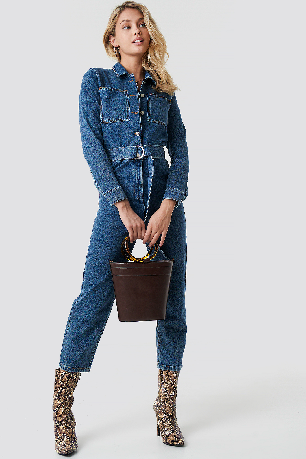 denim jumpsuit with belt
