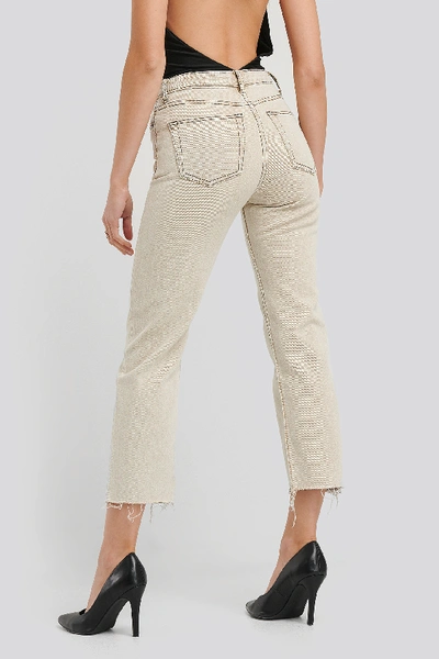 Shop Adika X Na-kd Mia Straight Wash Jeans Beige