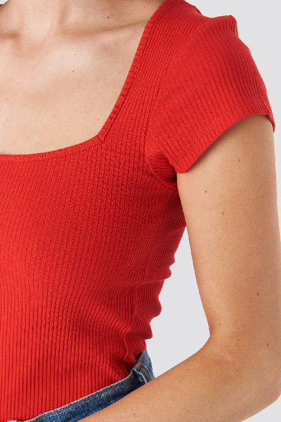 Shop Chloé Ribbed Squared Top In Red