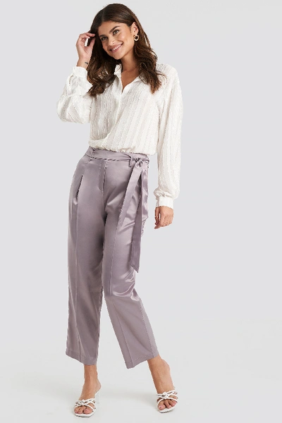 Shop Trendyol Belt Satin Trousers - Purple