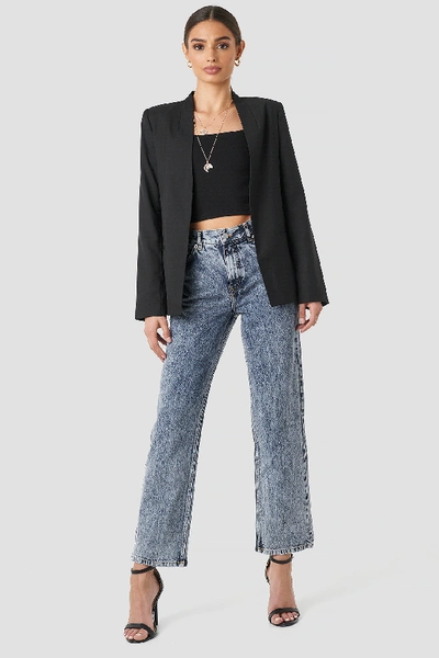 Shop Na-kd Front Pleat Jeans - Blue In Blue Stone Wash