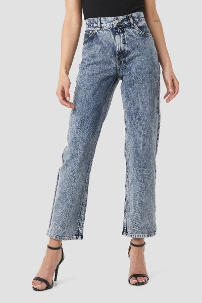 Shop Na-kd Front Pleat Jeans - Blue In Blue Stone Wash