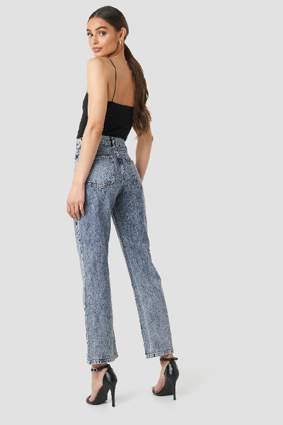 Shop Na-kd Front Pleat Jeans - Blue In Blue Stone Wash