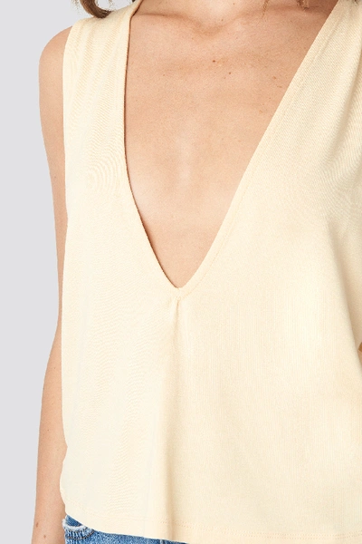 Shop Na-kd Hannah Whiting Deep Front Top Beige In Nude