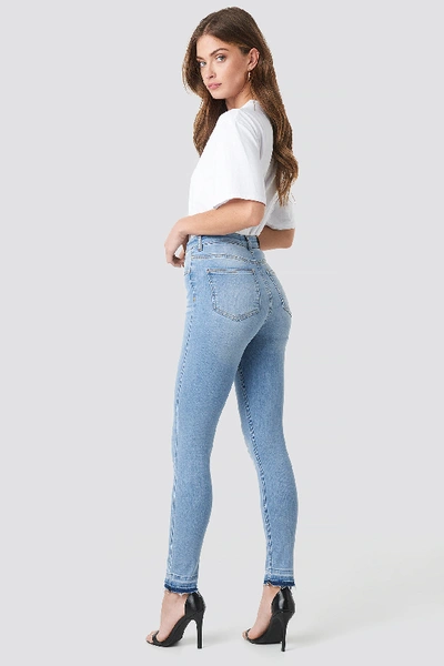 Na-kd Skinny High Waist Open Hem Jeans Blue | ModeSens