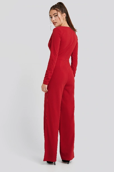 Shop Na-kd Overlap Wide Leg Jumpsuit - Red