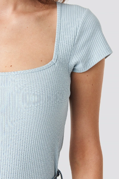 Shop Chloé Ribbed Squared Top - Blue In Light Blue