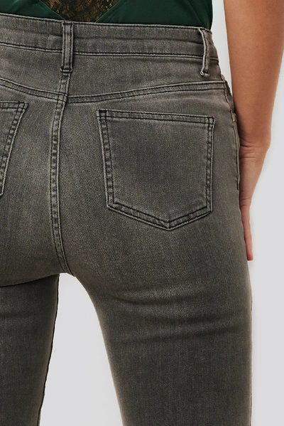 Shop Anika Teller X Na-kd Slim Fit Destroyed Jeans - Grey