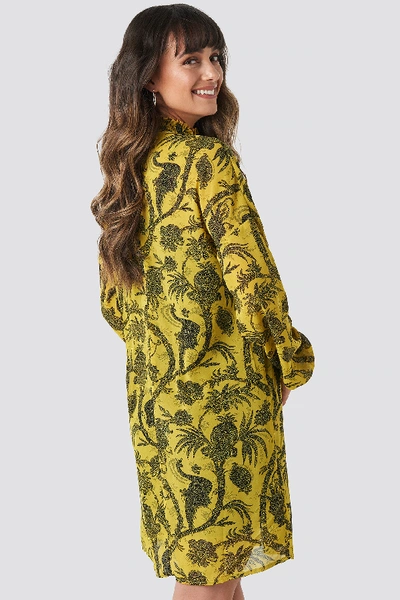 Shop Na-kd Gathered Front Print Dress - Multicolor,yellow