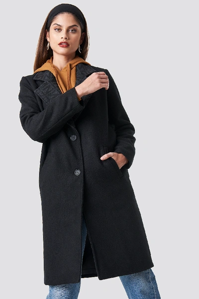 Shop Na-kd N Branded Lapel Coat Black