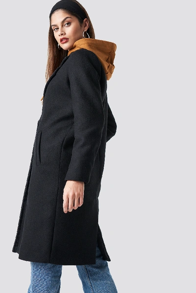 Shop Na-kd N Branded Lapel Coat Black