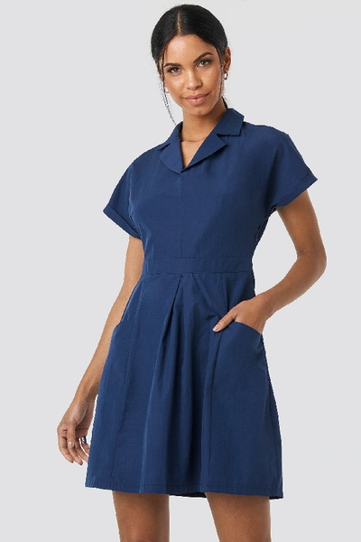 Shop Trendyol Carmen Pocket Detailed Dress - Blue In Indigo