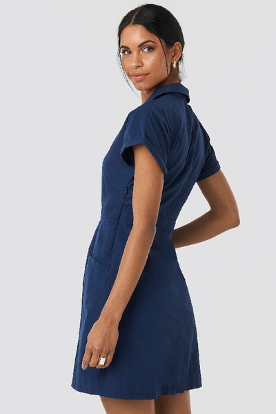 Shop Trendyol Carmen Pocket Detailed Dress - Blue In Indigo