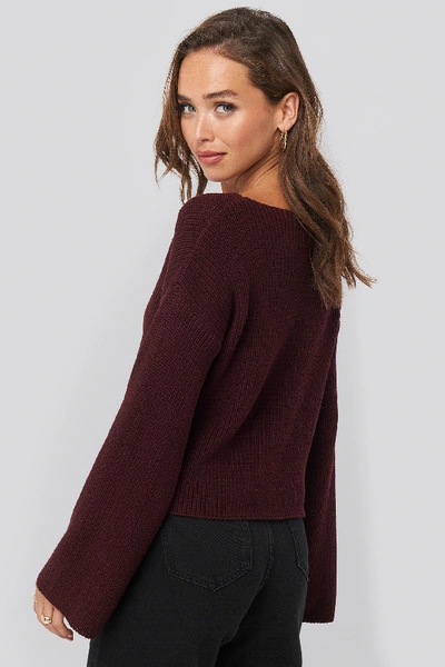 Shop Na-kd Cropped Long Sleeve Knitted Sweater - Red