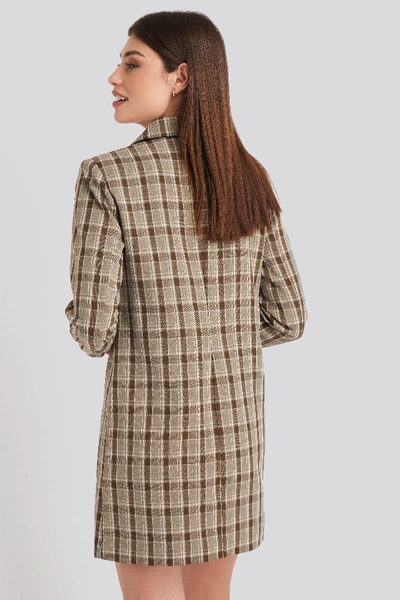 Shop Karo Kauer X Na-kd Double Breasted Blazer Dress - Brown In Checkered