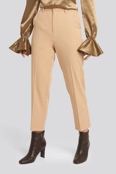Shop Afj X Na-kd Creased Suit Trousers Beige In Light Beige