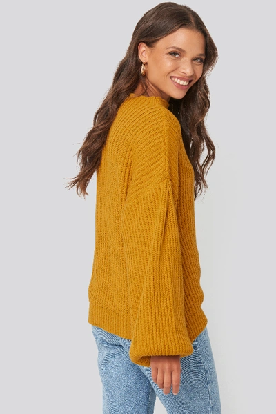 Shop Na-kd Balloon Sleeve Knitted Sweater Test - Yellow In Mustard