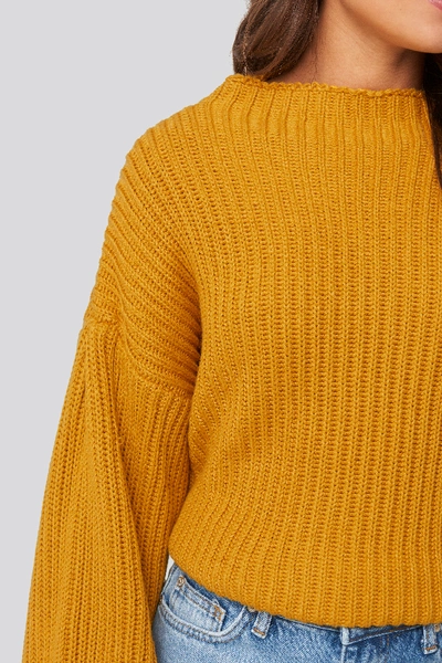 Shop Na-kd Balloon Sleeve Knitted Sweater Test - Yellow In Mustard