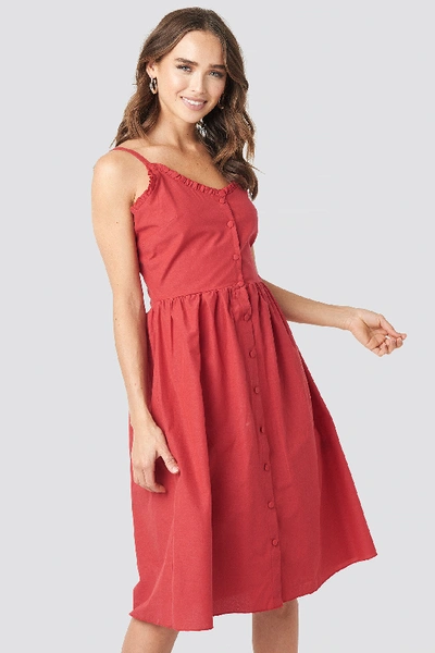 Shop Trendyol Milla Button Detailed Midi Dress Red