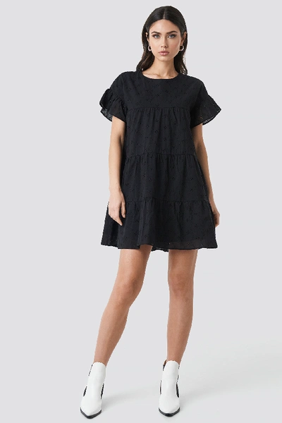 Shop Na-kd Broiderie Anglais Mini Dress - Black